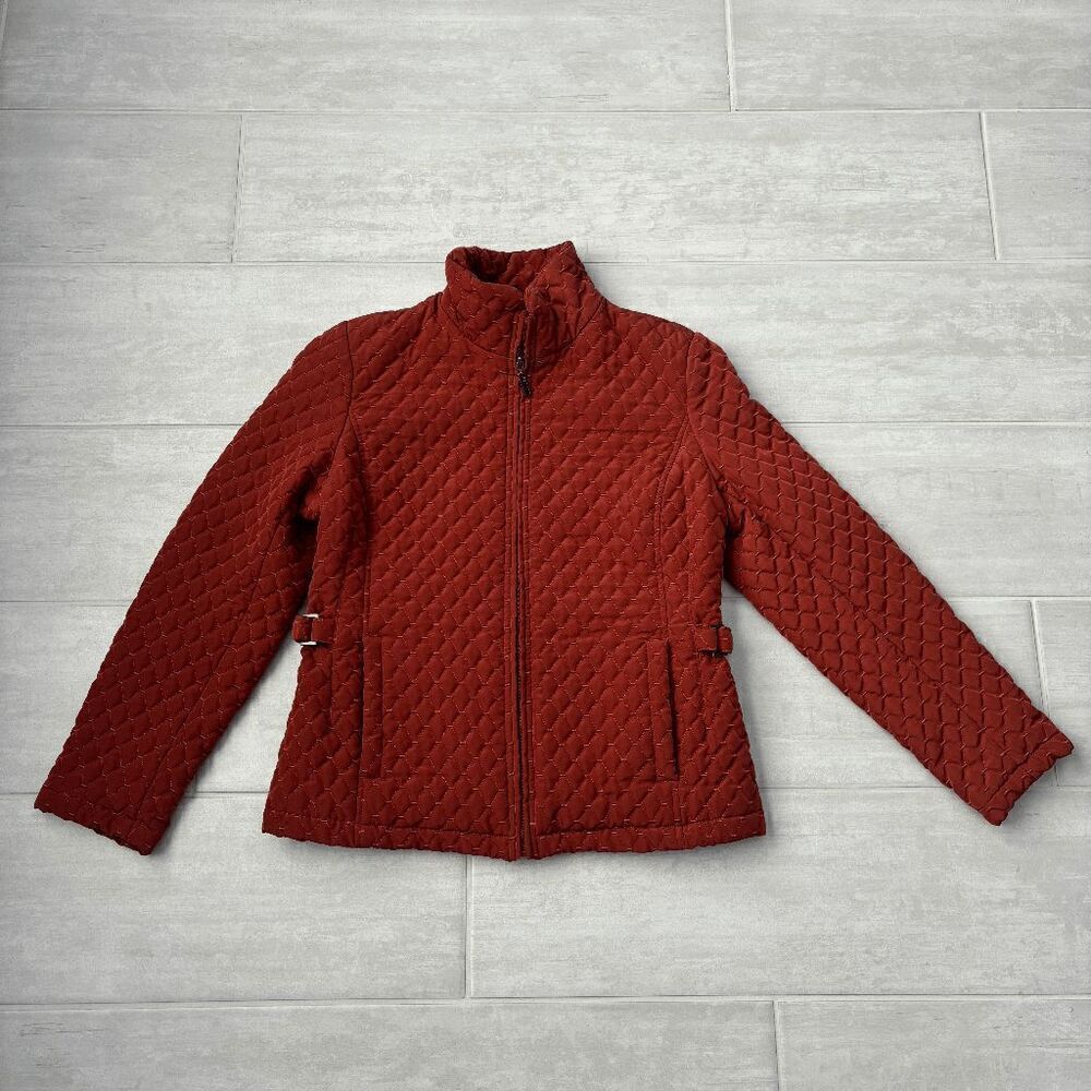 Giacca Gallery Company Jacket Quilt Burnt Orange Medium Winter Coat Pockets EUC